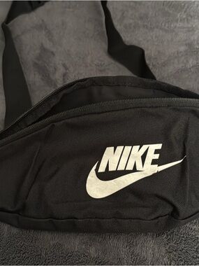 Small Nike Black Belt Bag with White Swoosh